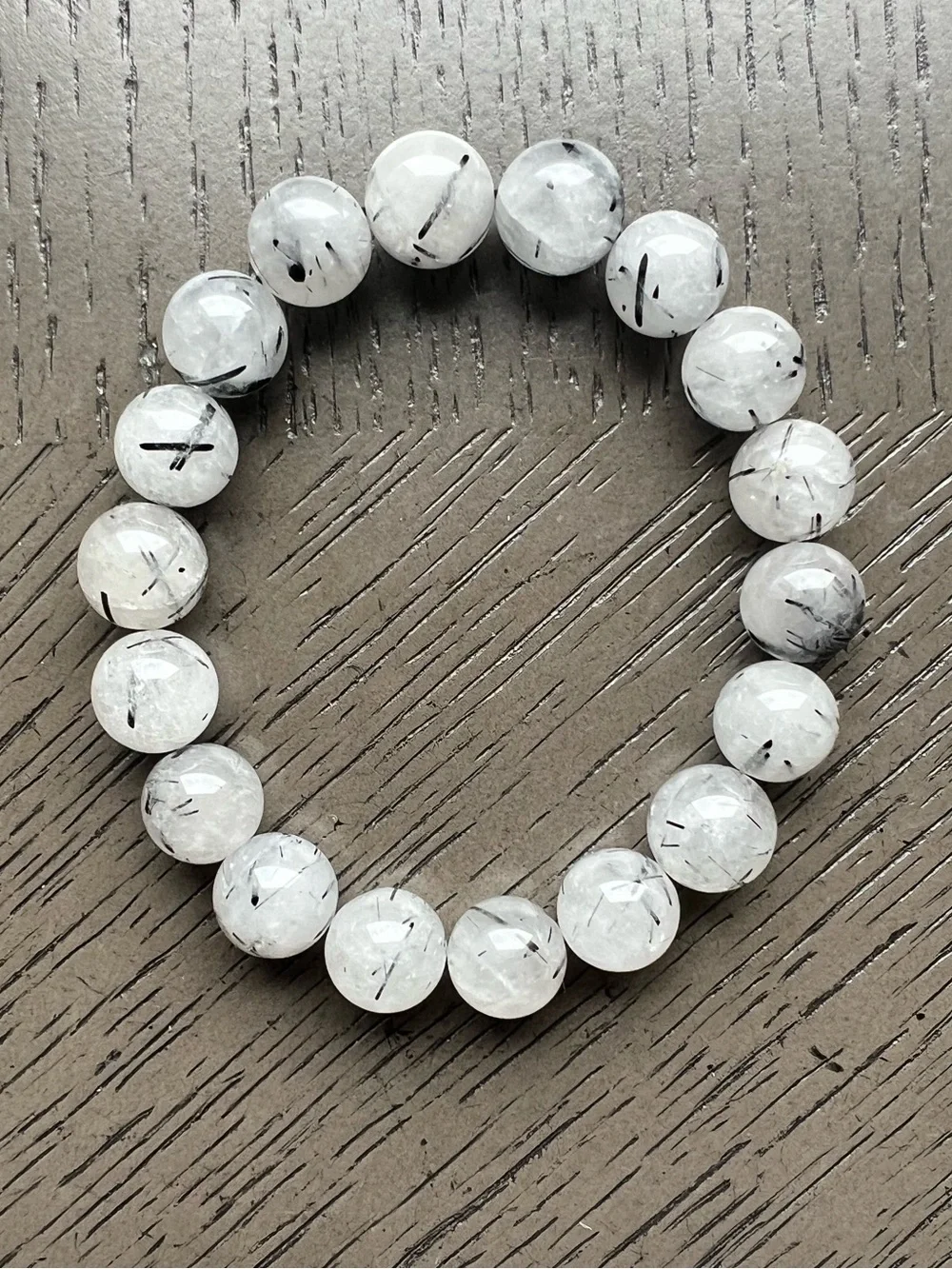 Rutilated tourmaline quartz bracelet 11mm SIZE  6.75’